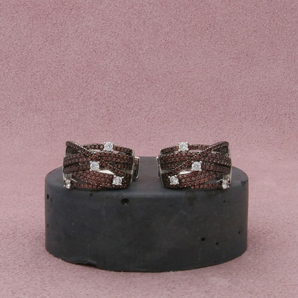 sterling silver round-cut cz huggie hoop earrings